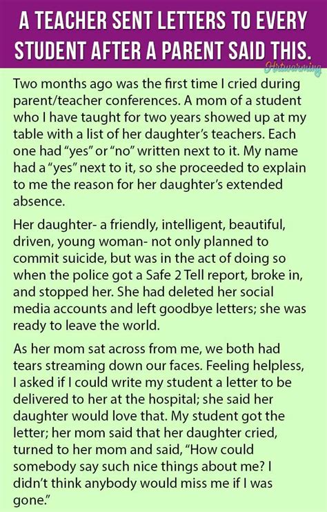 Teacher Sent Letters To All Her Students After A Parent