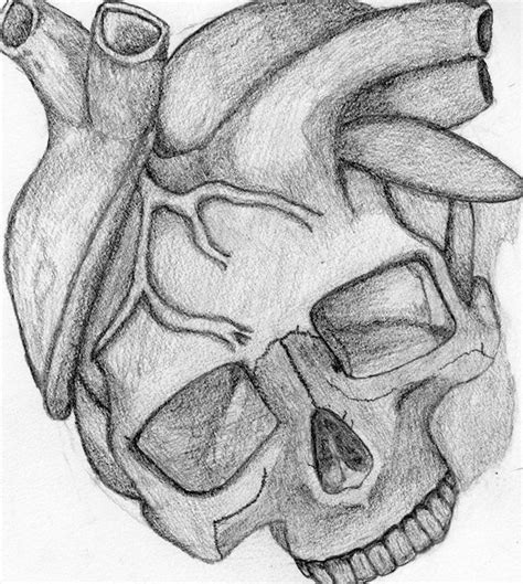 Heart Skull Sketch Digital Download Etsy
