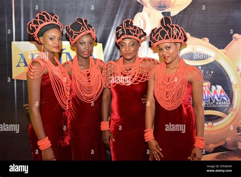 Nigerian Girls Showcasing Edo Culture During The Africa Music Awards Afrima Lagos Nigeria