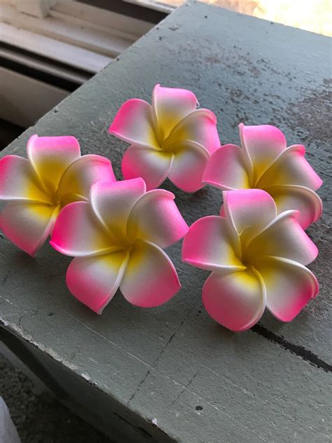 Flores Hawaianas Rosa Falsa Plumeria Lote De 10 Espuma Etsy México