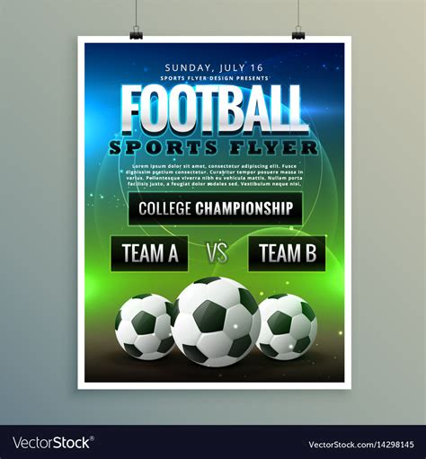 Soccer Football Poster Flyer Template Royalty Free Vector