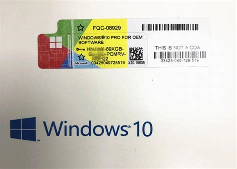 Microsoft Licence Key Code Windows 10 Pro Coa License Sticker 64 Bit