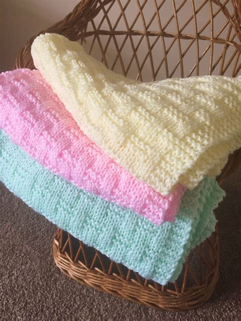Easy Weave Baby Blanket Knitting Pattern Pdf English Etsy Uk