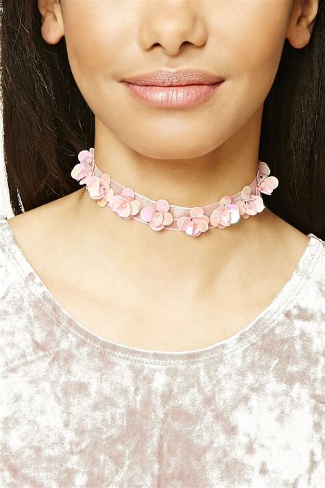 Sequined Floral Choker Floral Chokers Sequin Jewelry Chokers