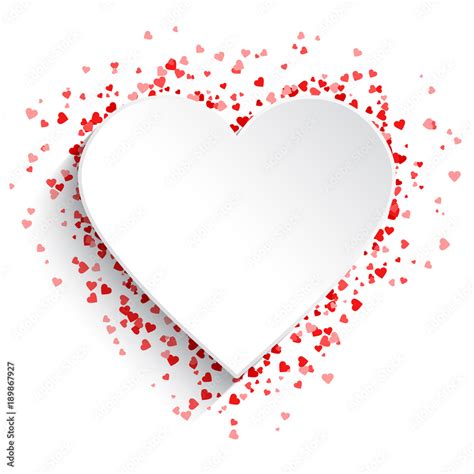 White Heart Background With Red Hearts Stock Vector Adobe Stock