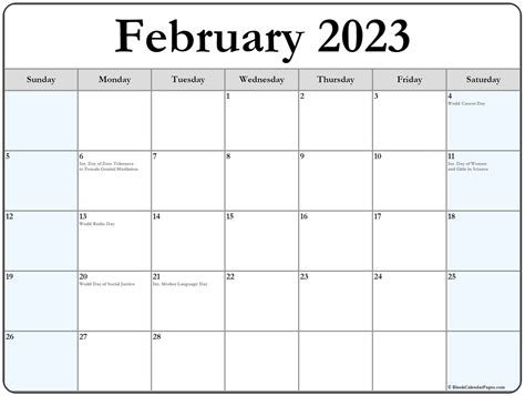 February 2021 Calendar With Holidays