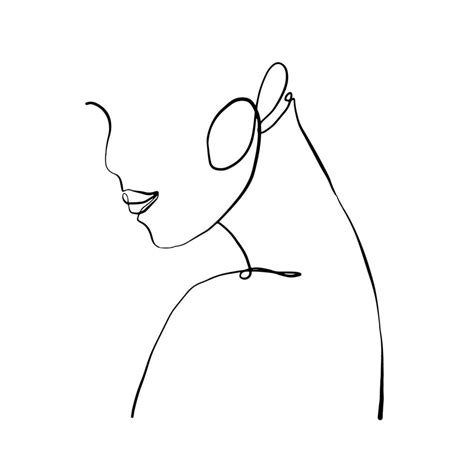 Woman Face Line Drawing And Modern Abstract Minimalistic Women Faces