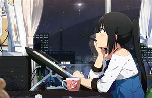 Anime, Girl, Taking, A, Break, Watching, Tokyo, Tower