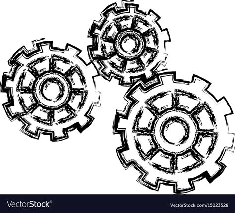Gears Working Teamwork Machinery Pin Wheel Icon Vector Image