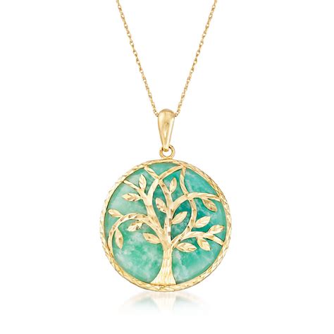 Teal Amazonite Tree of Life Pendant Necklace in 14kt Yellow Gold | Ross-Simons