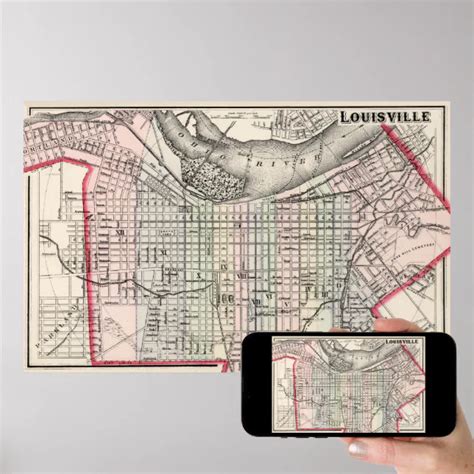 Vintage Map Of Louisville Kentucky 1884 Poster Zazzle