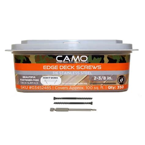 Camo 2 ⅜ In 316 Stainless Steel Trimhead Hidden Edge Deck Screw 350