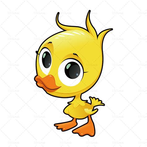 Cartoon Cute Yellow Duck Vector