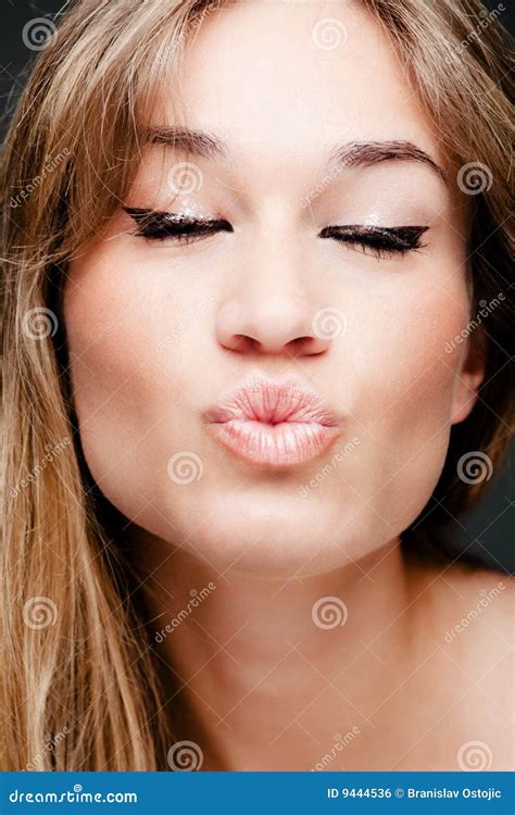 Kiss Face Stock Photo Image Of Cosmetics Affectionate 9444536