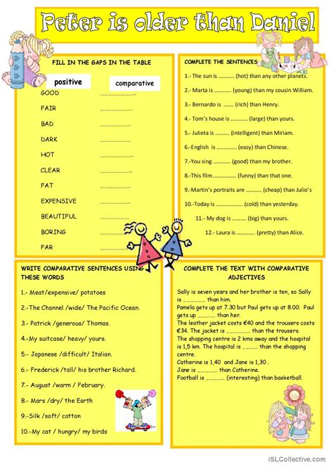 Comparatives English Esl Worksheets Pdf And Doc