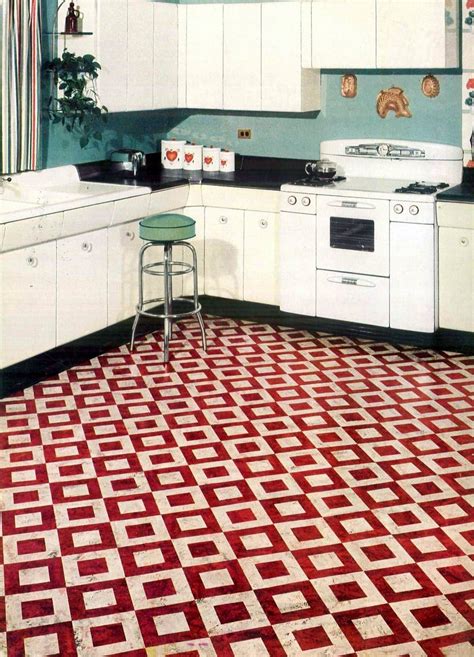 Timeless Retro Charm Square Vinyl Floor Tiles From The 1950s