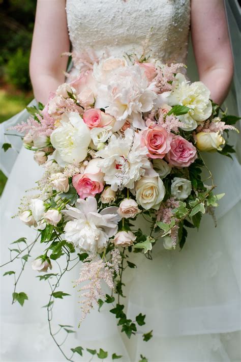 Gorgeous Ivory Pink And Blush Cascade Bouquet Bridal Bouquet