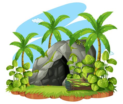 Background Scene With Cave In Forest 368691 Vector Art At Vecteezy
