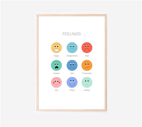 Feelings Emotions Kids Wall Art Room Decor Educational Prints For