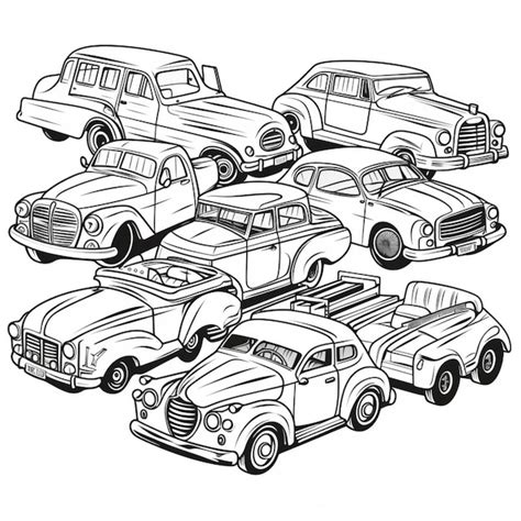 Un Dibujo En Blanco Y Negro De Muchos Autos Incluido Uno Que Dice