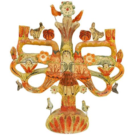 Must Research Vintage Mexican Tree Of Life Candelabrum By Aurelio