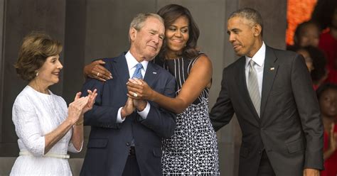 First Lady Michelle Obamas Hug Shows Genuine Affection For George W