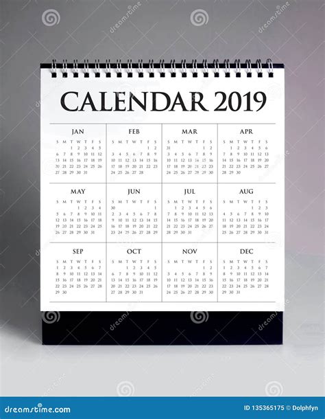 Simple Desk Calendar 2019 Stock Image Image Of Number 135365175