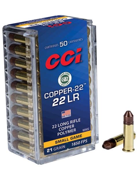 Cci 22lr 22 Copper 21gr Hp 1850fps Lead Free Ammunition 50 Pk Hvtm