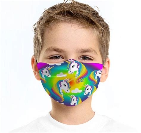 Face Mask Rainbow Unicorn For Kids And Adults Unicorn Face Etsy