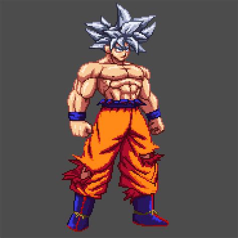 Pixel Art Goku Ultra Instinct 21 X 297 Cm Cadre En Option Cadre Noir