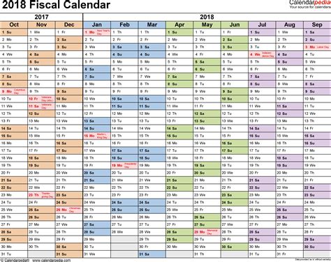 Fiscal Calendars 2018 Free Printable Pdf Templates
