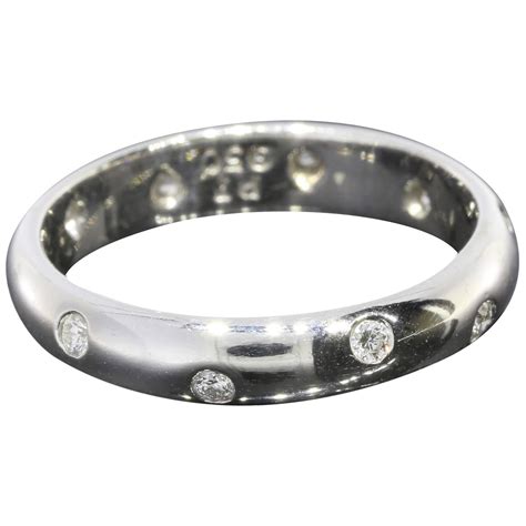 Tiffany And Co Diamond Platinum Flush Set Etoile Wedding Band Ring At