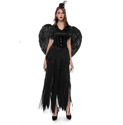 Gothic Black Lace Up Fallen Angel Costume Dress Rebelsmarket