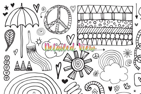 Rainbow Doodles By Heather Green Designs Thehungryjpeg