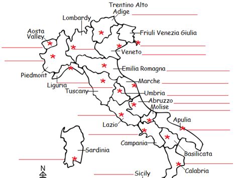 20 Regions And Capitals Of Italy Introductory Worksheet Teaching