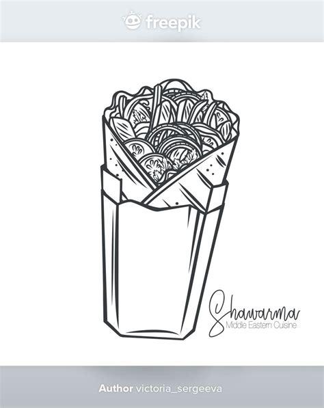 Premium Vector Shawarma Or Chicken Wrap In Paper Packaging Outline