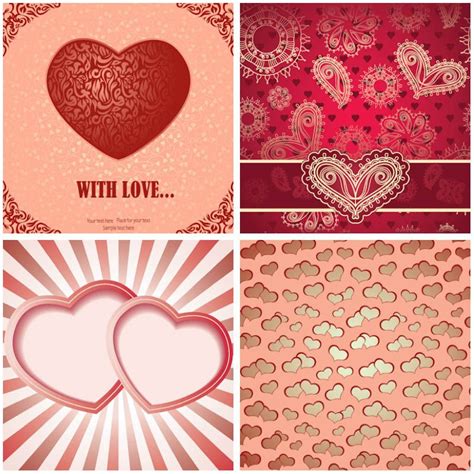 Romantic Valentines Day Card Templates Vector Valentines Day Card