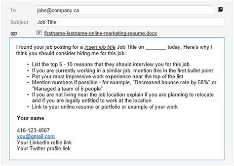 An Email Form Is Shown With The Job Description Highlighted In Red And