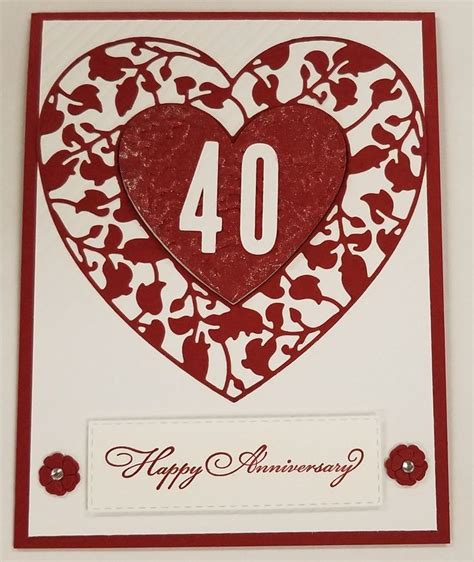40th Anniversary Card Wedding Anniversary Cards Homemade Anniversary