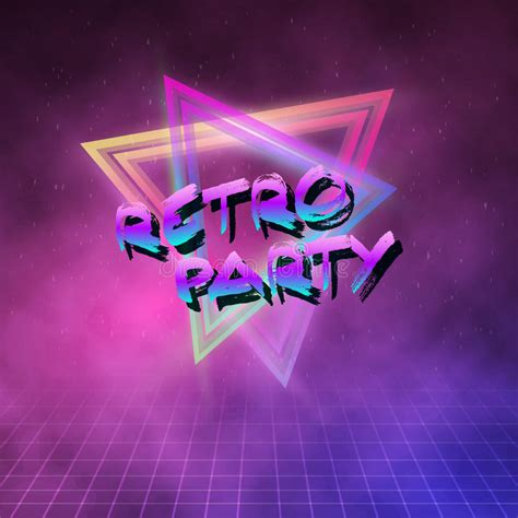 1980 Neon Techno Poster Retro Disco 80s Background Made In Tron Stock