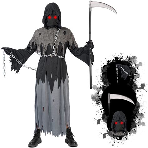 Buy Lomesiongrim Reaper Halloween Costume With Glowing Red Eyes For