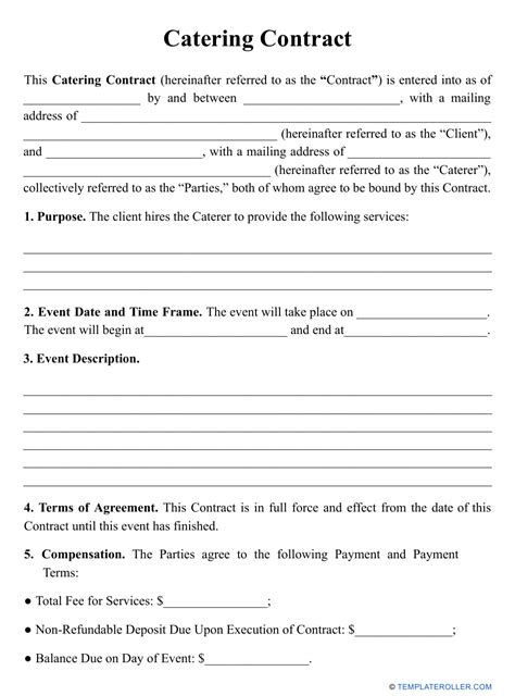 Catering Contract Template Download Printable Pdf Templateroller