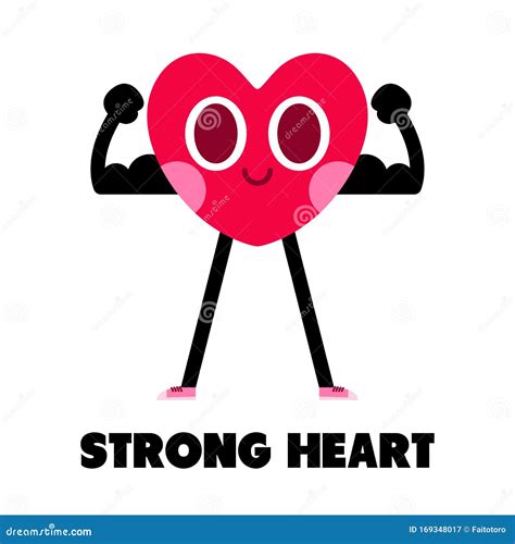 Strong Heart Cartoon Character Ilustration Stock Vector Illustration