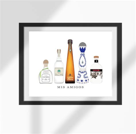 Tequila Art Print Tequila Liquors Wall Art Mis Amigos Poster Etsy