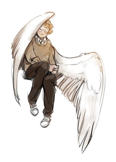 Pin By Christian Powers On Good Omens Book Fan Art Wings Drawing