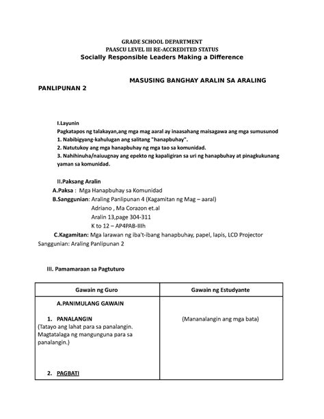 Ap 2 Detailed Mga Hanapbuhay Sa Komunidad Grade School Department