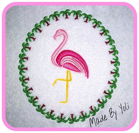 Embroidery Design Digitized Flamingo Palm Tree 5 X 7