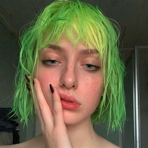 🍒 peachymims not mine follow me for more neon green hair neon hair blue hair hair