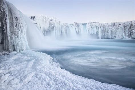 Image Godafoss Waterfall Is Encrusted In Ice Myvatn Iceland