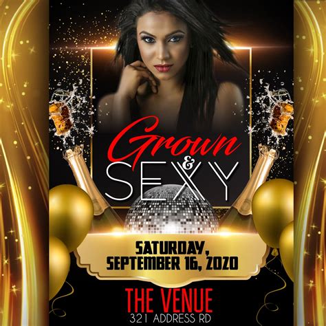 Grown And Sexy Party Flyer Template Edit Online 5x7 Digital And Printable